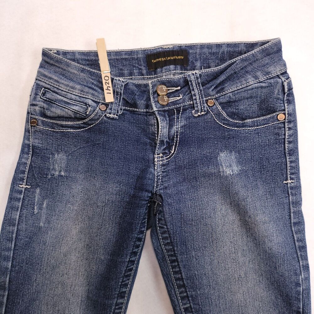 Chinese Laundry Casual Button Denim Medium Wash Slim Jeans Womens Size 26 Blue
